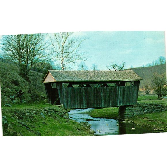 Indian Creek Covered Bridge Postcard West Virginia Salt Sulphur Springs Monroe C - Picture 1 of 2